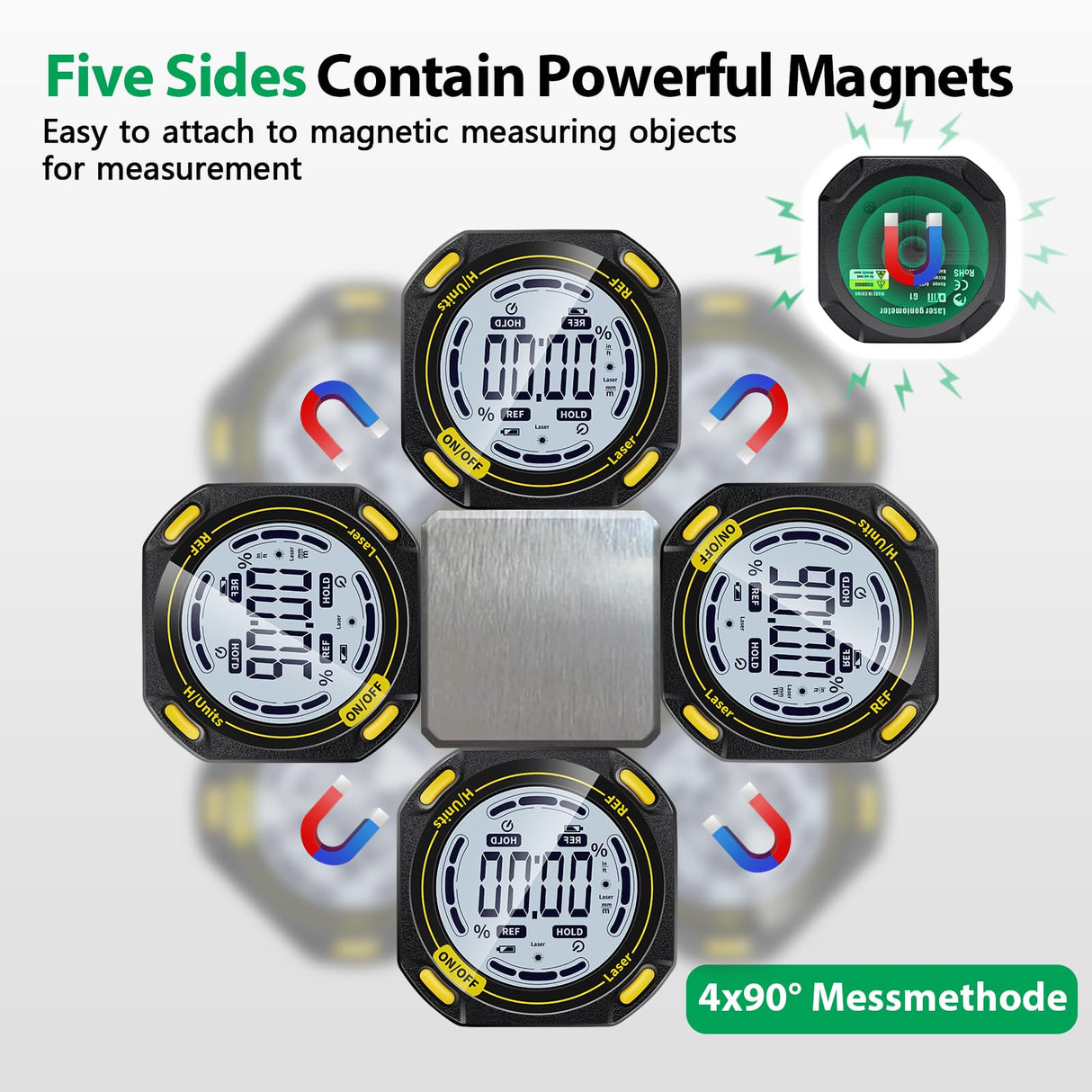 SNAKOL Digital Angle Finder Protractor Inclinometer Level Angle Gauge Angle Cube Level Box with 5-Sided Magnes and Backlight, Measuring Tool for Construction,Machinery and Woodworking SNAKOL