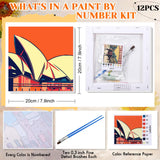 Nezyo 12 Sets Paint by Numbers Kit with Frame for Adult Beginners, Paint by Number DIY Acrylic Painting Canvas for Painting Party, Classroom Activity Birthday Gift, 8 x 8 Inch Nezyo
