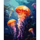 Tucocoo Jellyfish Paint by Numbers Kits 16x20inch Canvas DIY Digital Oil Painting for Adults with Brushes and Acrylic Pigment -Ocean Scenery Abstract Hand-Painted for Home Decor Gifts (Without Frame) Tucocoo