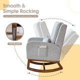COCO DESIGN Rocking Chair Nursery Indoor with Thick Cushion, Modern Design for Living Room, Bedroom, Durable Wooden Frame with Soft Fabric, Comfortable for Reading, Gray COCO DESIGN