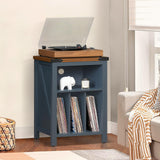 Record Player Stand with Vinyl Record Storage Holds up to 160 Albums,Large Wood Record Player Table Dispaly Shelf，Blue Turntable Stand Cabinet for Living Room,Bedroom,Office 9 Joaxswe