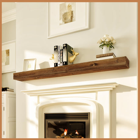 Avana Fireplace Mantel - Wall-Mounted Mantles for Over Fireplace - Farmhouse Fireplace Mantle Shelves - Handcrafted Wood Fireplace Mantels - Floating Fireplace Mantel 72 X 8 X 3 - Rustic Traditional Avana