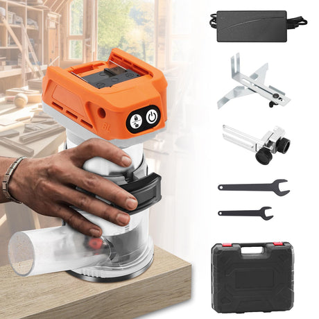 Aslsouti Cordless Trim Router, Compact Wood Router Tool Compatable for Makita 18V/21V Batteries, Power Palm Routers Brushless for Woodworking, 1/4" Collets Fixed Base with Depth Adjustment 6 Speeds Aslsouti