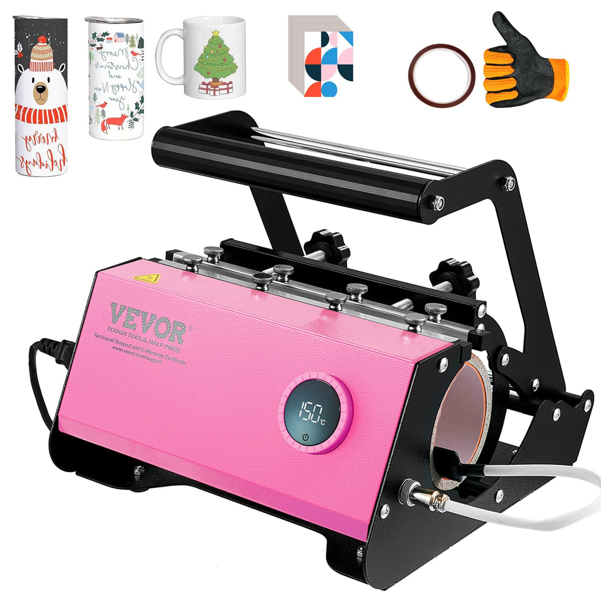 VEVOR Pro Tumbler Heat Press Machine - Mug Heat Press Heat Up Fast & Even, Professional Blanks Tumbler Press High-Security for 11-30oz Sublimation Tumblers, Cups, Glasses and Mugs, Light Pink VEVOR