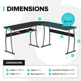 RIF6 L Shaped Modern Computer Home Office Gaming Desk with Keyboard Tray and Cable Management, Easy Assembly, Black RIF6