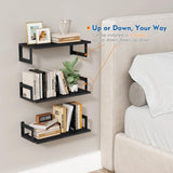 Harwaya Wall Mounted Bookshelf, Floating Bookshelves for Bedroom, 17 Inches Long Wall Mount Book Shelves for Living Room Office Books, Black Wall Book Holder Bookcase (Set of 3) Harwaya