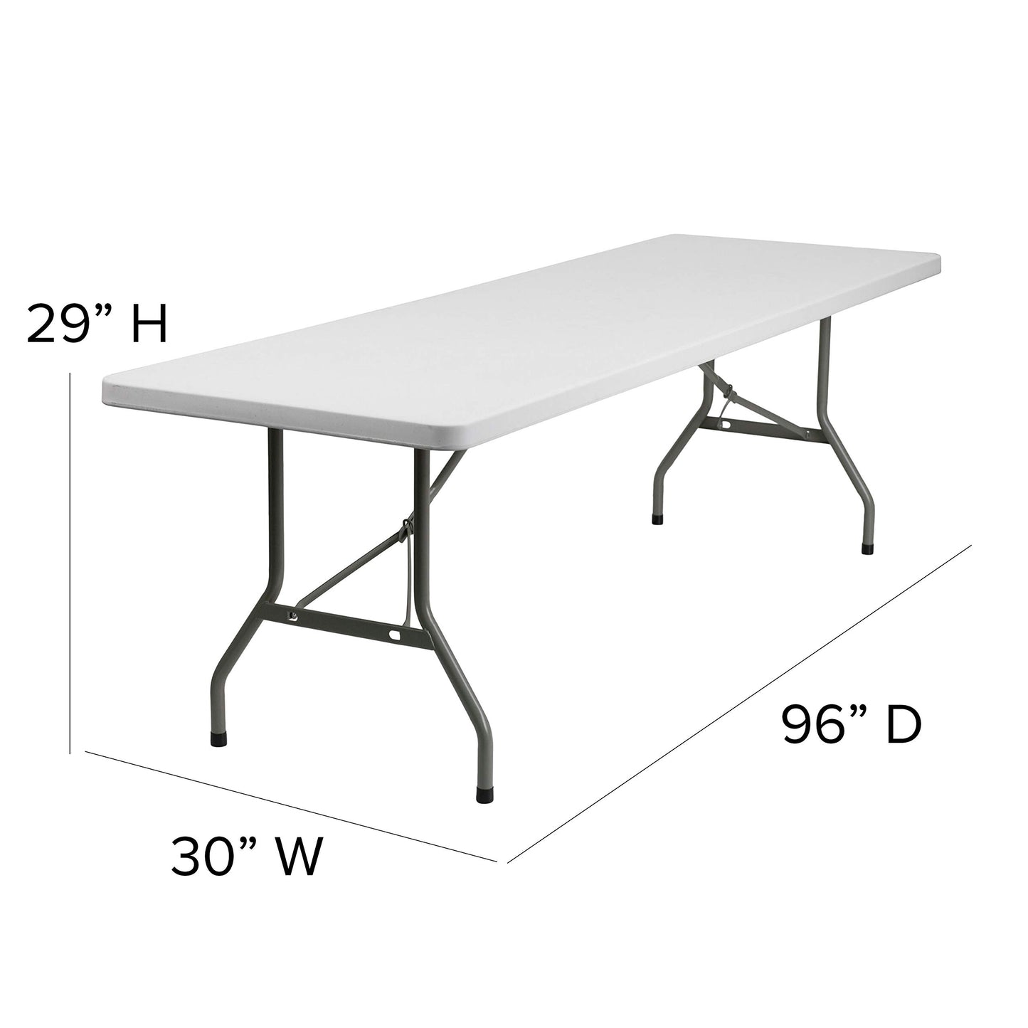 Flash Furniture Elon 8' Rectangular All-Occasion Plastic Folding Event Table, Foldable Portable Banquet Table for Indoor/Outdoor Events, White - WoodArtSupply