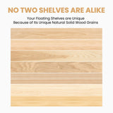 storenization Floating Book Shelves for Wall, 16.5" Natural Wood Nursery Shelves for Book Storage, Solid Pine Wooden Floating Wall Bookshelf for Bedroom Living Room, Set of 2+1, Unfurnished - DIY storenization