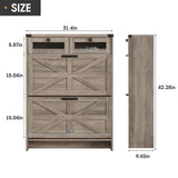 Halitaa Shoe Cabinet with 2 Flip Drawers& 2 Drawers,Farmhouse Shoe Storage Cabinet for entryway,Narrow Freestanding Shoe Rack Cabinet for Entrance,Grey Halitaa