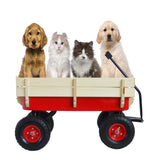 ZeHuoGe Outdoor Sport Wagon All Terrain Pulling w/Removable Wooden Side Panels Air Tires Big Foot Panel Wagon 330 lbs. Weight Capacity Sturdy All Steel Wagon Bed ZeHuoGe