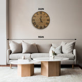 Wallcharmers Large Oversized Rustic Wall Clock, 24” | Handmade with Real Wood and Roman Numerals Wallcharmers