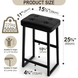 iTsst Bar Stool, Counter Height Bar stools,Modern Kitchen Island Chairs, Synthetic Leather with Stitching, 26 inches high, for Kitchen/Family Restaurant/Dining Room/Farmhouse, Black iTsst