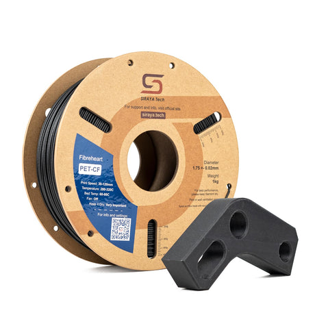 Siraya Tech Fibreheart PET-CF 3D Filament - Carbon Fiber Reinforced, High Strength & Rigidity, Easy Print, Dimensionally Stable, Aluminum Foil Sealed Bag - for Strong and Precise Parts (Black, 1kg) Siraya Tech