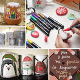 Overseas White Paint Pens Paint Markers - Permanent Acrylic Markers 12 Pack, Water-Based, Quick Dry, Waterproof Paint Marker Pen for Rock, Wood, Plastic, Metal, Canvas, Glass, Fabric, Mugs. Medium Tip Overseas