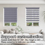 Persilux Blackout Roller Window Shades Zebra Blinds (25" W X 72" H, Dark Grey) Dual Layer Sheer Shades Privacy Light Control for Day and Night Shades for Home and Office, Easy to Install Persilux