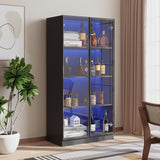 ZORPLIX Display Cabinet with LED Lights, Glass Display Case Cabinet with 4-Tier Shelves, Curio Cabinet with 2 Glass Doors, Storage Cabinet for Collectibles, Living Room ZORPLIX