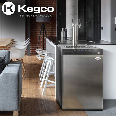 Kegco HBK309S-2 Home Brew Keg Dispenser, Stainless Steel, 2 Tap Kegco