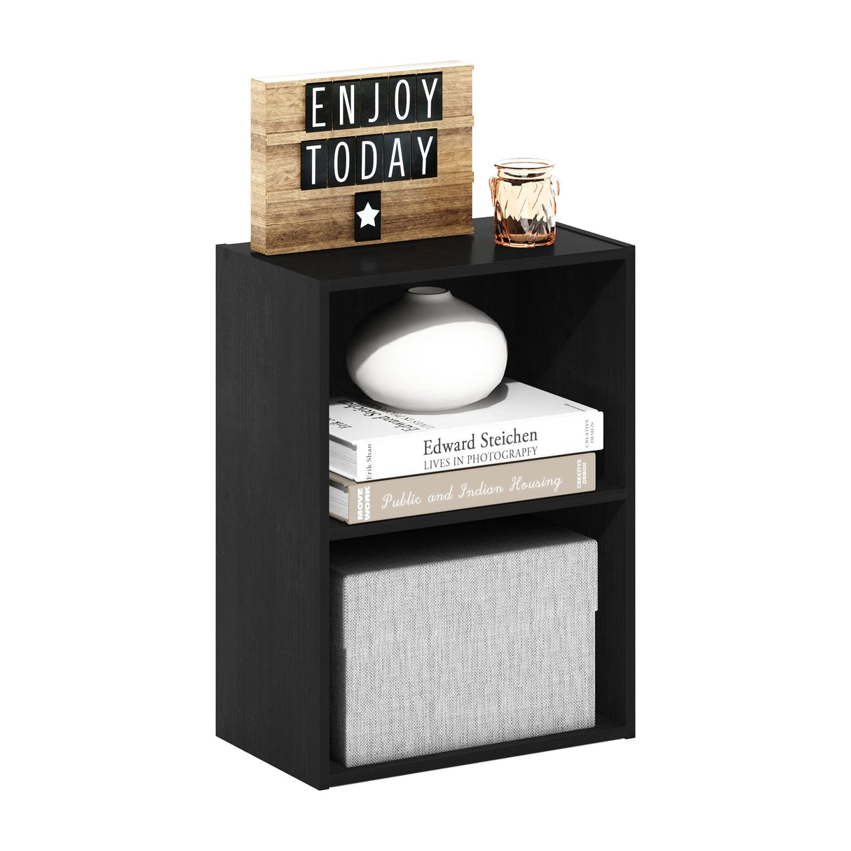 Furinno Luder Bookcase / Book / Storage, Blackwood 2-Tier Furinno