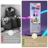 HNEBC 69" Tall Curio Display Cabinet with Glass Door and Movable Shelves,Corner Bookcase with LED Human Sensor Lights,5-Tier RGB Display Case for Collectibles,Bedroom Living Room HNEBC