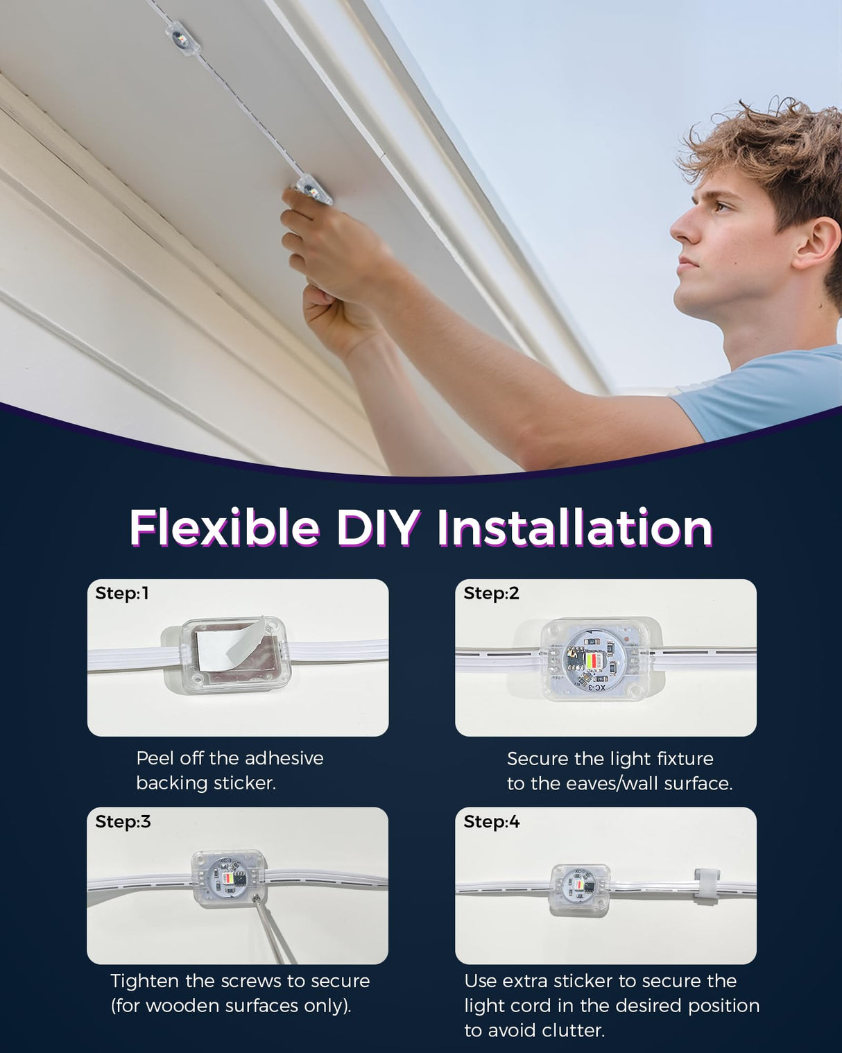 Permanent Outdoor Lights for House, 100ft Smart RGB LED Eave Lights Outdoor Decor with App/Remote Control, IP67 Waterproof Lighting with Multi Scene Modes for Halloween, Daily, Party, Holiday JarryStart