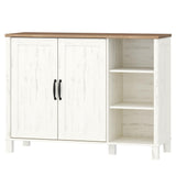 Hzuaneri Freestanding Bathroom Storage Cabinet with Adjustable Shelves and Open Compartments in White Brown Hzuaneri