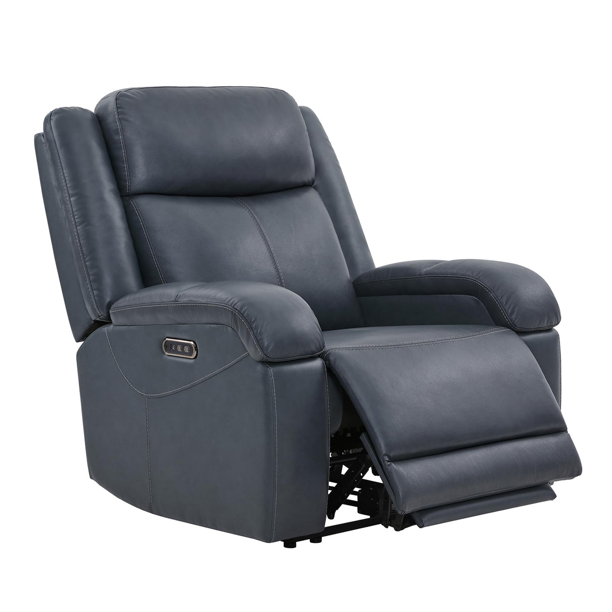 Watson & Whitely Oversized Genuine Leather Power Recliner Chairs for Big and Tall, Wall Hugger Recliner with Power Headrest & Charging Ports, Extra Large Reclining Chair for Living Room, Navy Blue Watson & Whitely