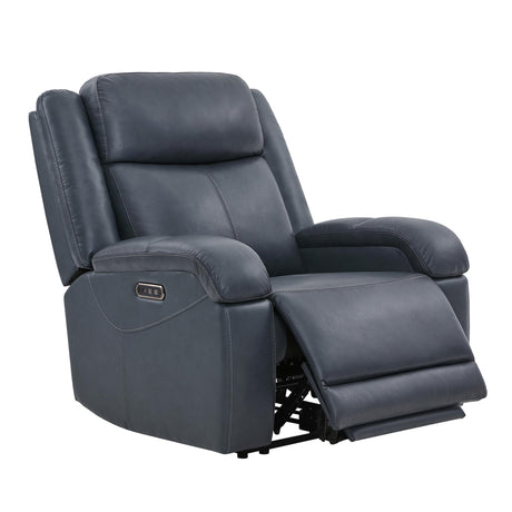 Watson & Whitely Oversized Genuine Leather Power Recliner Chairs for Big and Tall, Wall Hugger Recliner with Power Headrest & Charging Ports, Extra Large Reclining Chair for Living Room, Navy Blue Watson & Whitely