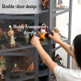 Curio Display Cabinet Small with Acrylic Doors for Collectibles Transparent Display Case for Figures Wood Storage Cabinet for Bedroom Toy Organizers Rack Kids Bookcase,Brown,4 Tier_Double Door NENAGGE