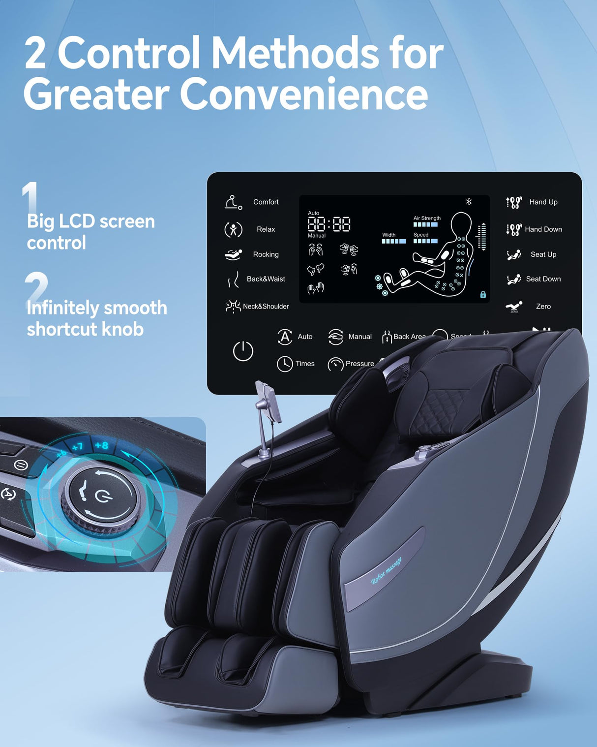 Stylish Massage Chair Full Body Zero Gravity Massage Chair Rocking Sleep Mode 3D SL Yoga Stretch Massage with Heat 12+ Modes Upgraded Calf +11cm Wireless Phone Charge Screen Touch Large Size Black UIIU