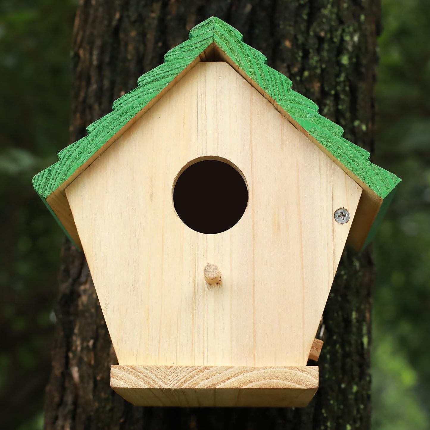 STARSWR Bird House Outside Bluebird House for Outside Clearance, Hanging Birdhouse,Cardinals Wooden Birdhouse with Green Top