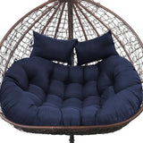 boyspringg Patio Double Egg Chair Cushion Replacement 55x35in Thickened Memory Foam Large Double Egg Swing Chair Cushions Hanging Basket Chair Cushion(Blue) boyspringg