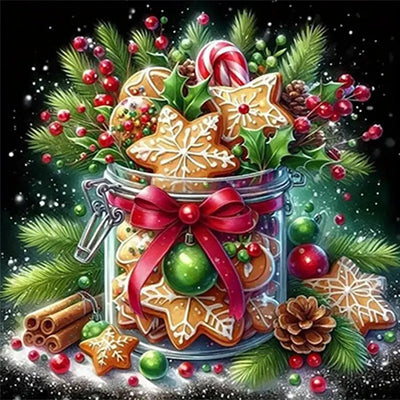 Christmas Cookie Cup Diamond Painting Kits for Adults, 5D Winter Diamond Art Kits for Adults Beginners, DIY Full Round Drill Diamond Dot Painting Gem Art Kits for Adult, Home Wall Decor 13.8x13.8 Inch