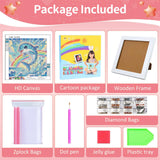 Gemozaic Diamond Art Kits for Kids with Frame, Dolphin Diamond Art for Kids Ages 4-6 for Gift Home Wall Decor (7x7inch) Gemozaic