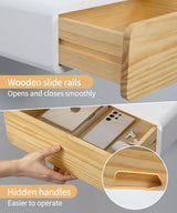 SUMGAR Floating Nightstand White with Drawers Modern Bedside Table Organiser Fully Assembled Shelf Small Spaces Wall Mounted Storage Wood Furniture for Bedroom Home Decor SUMGAR