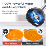 Ganiza Immersion Blender, 6 in 1 Hand Blender Stainless Steel Blade, 15 Speed Stick Blender Electric, Immersion Blender Handheld with 800ml Mixing Beaker, 600ml Chopper, Whisk, Frother, Potato Masher Ganiza