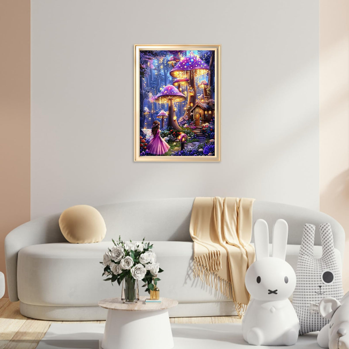 KEYIFA Diamond Art Kits for Adults, 5D DIY Diamond Painting Fantasy Forest, Round Full Drill, Mushrooms Diamonds Dots Mosaic Painting, Crystal Gem Arts Craft for Home Wall Decor 12x16 in KEYIFA