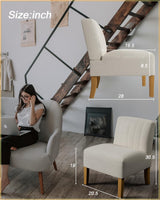 Armless Accent Chairs Set of 2 for Bedroom, Bedroom Chair for Bedroom Living Room Chair with Solid Wood Legs, Makeup Vanity Chair Fabric Comfy Upholstered Reading Chair Accent Chair,Beige VIRRMO