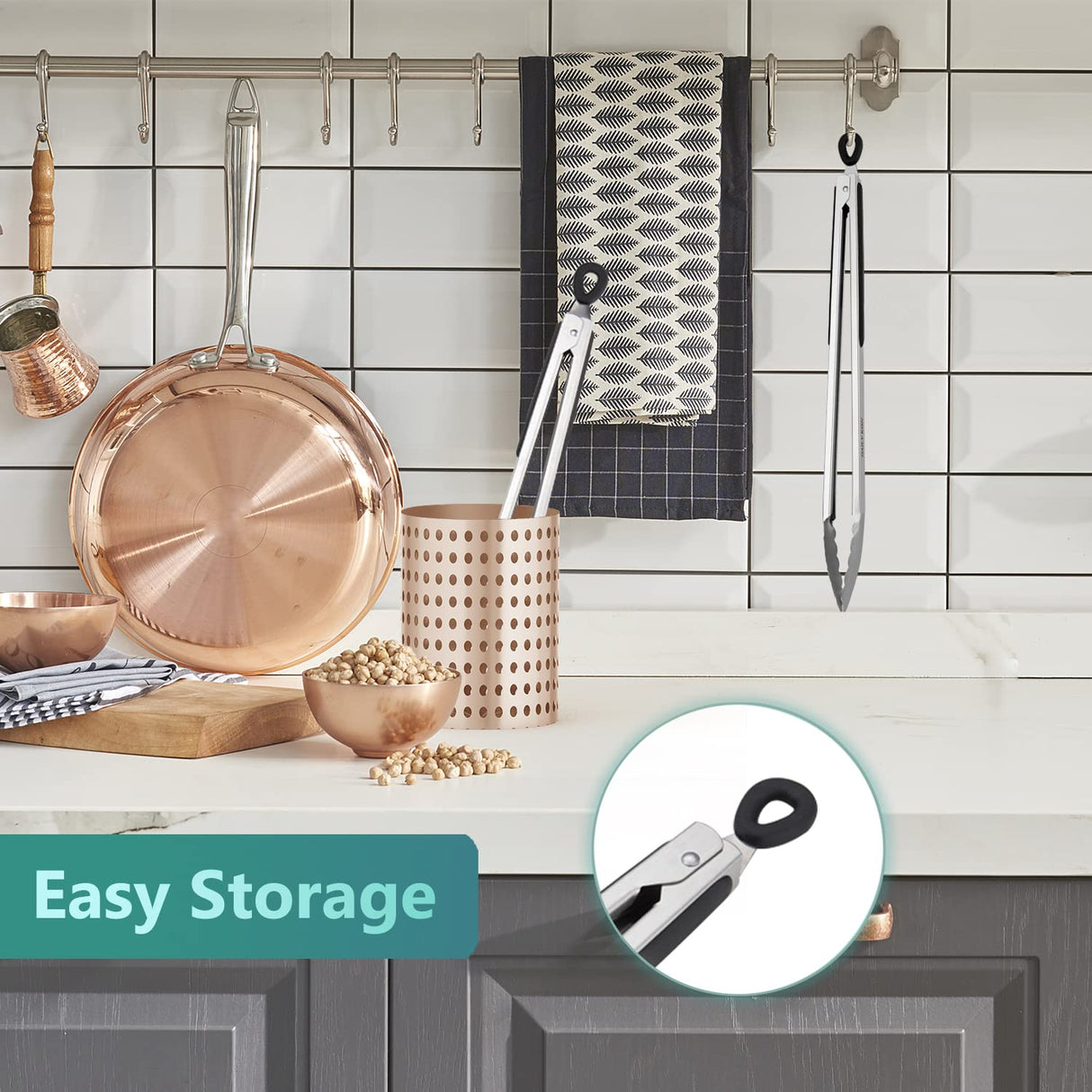 Grill Tongs, 17 Inch Extra Long BBQ Tongs, Premium Stainless Steel Metal Tongs for Cooking, Grilling, Barbecue/BBQ, Buffet (17", 1PC) DAILY KISN