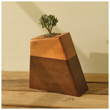 AspenStudio Plant Urn with Ceramic Pot with Magnetic Joint Solid Wooden Urn for Adult Human Ash Cremation Funeral Handcrafted Wood Urn Decorative Urn Large Urn Interior Aspen Studio