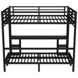 Bellemave Futon bunk Bed Twin XL Over Queen, Queen loft Bed with futon and Desk and Shelves, LED, USB, Black Bellemave