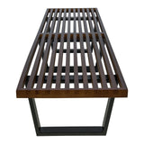 LeisureMod 72” Wide Platform Bench with Rectangular Rubberwood Frame and Beech Wood Legs Slatted Design for Modern Home, Bedroom, Living Room, Hallway Inwood Collection (Dark Walnut, 6 Feet) LeisureMod