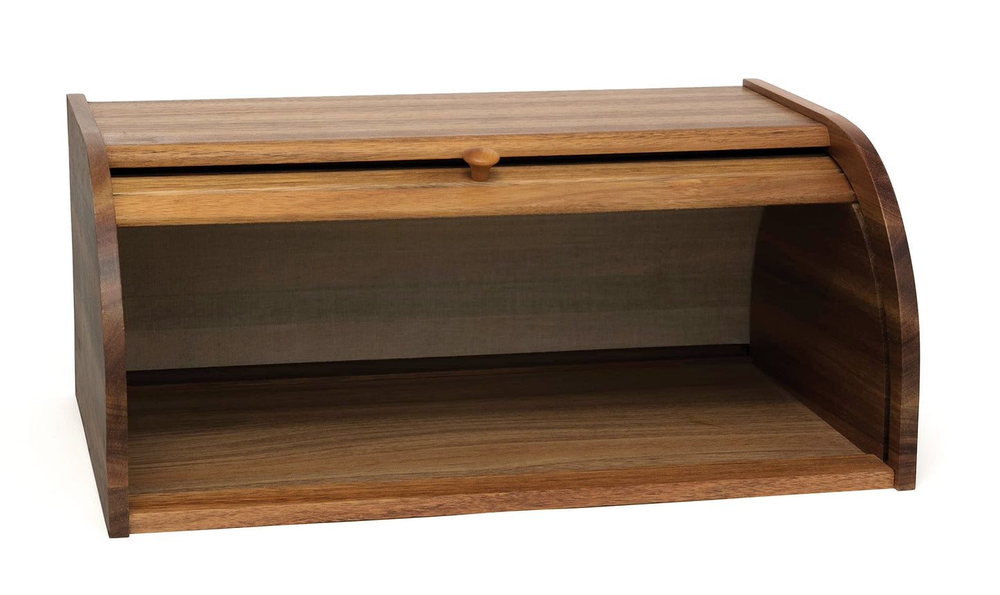 Lipper International Acacia Wood Rolltop Bread Box, 16" x 10-3/4" x 7"