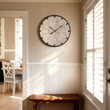 Vantic Farmhouse 24 Inch Extra Large Decorative Wall Clock with Metal Circle, Oversized Wood Wall Clock with Large Roman Numeral for Living Room, Bedrooms and Offices, Silent and Battery Operated Vantic