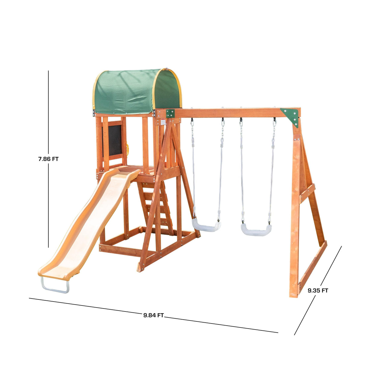 TSC North Star Wooden Swing Set with LED Swings and 6ft Slide Sportspower
