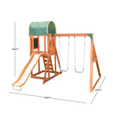 TSC North Star Wooden Swing Set with LED Swings and 6ft Slide Sportspower