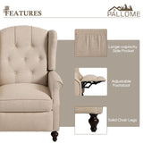 PALLOME Wingback Recliner Chair with Massage and Heat Tufted Fabric Push Back Arm Chair, Recliner Chair for Living Room Bedroom Home Theater (2,Beige) PALLOME