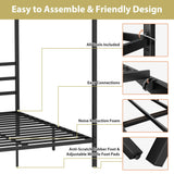 SUPER DEAL Metal Canopy Bed Frame Queen Size Four Poster Bedframe with Built-in Headboard 14 Inch Platform Mattress Foundation Sturdy Slatted Structure No Box Spring Needed Easy Assembly, Black SUPER DEAL