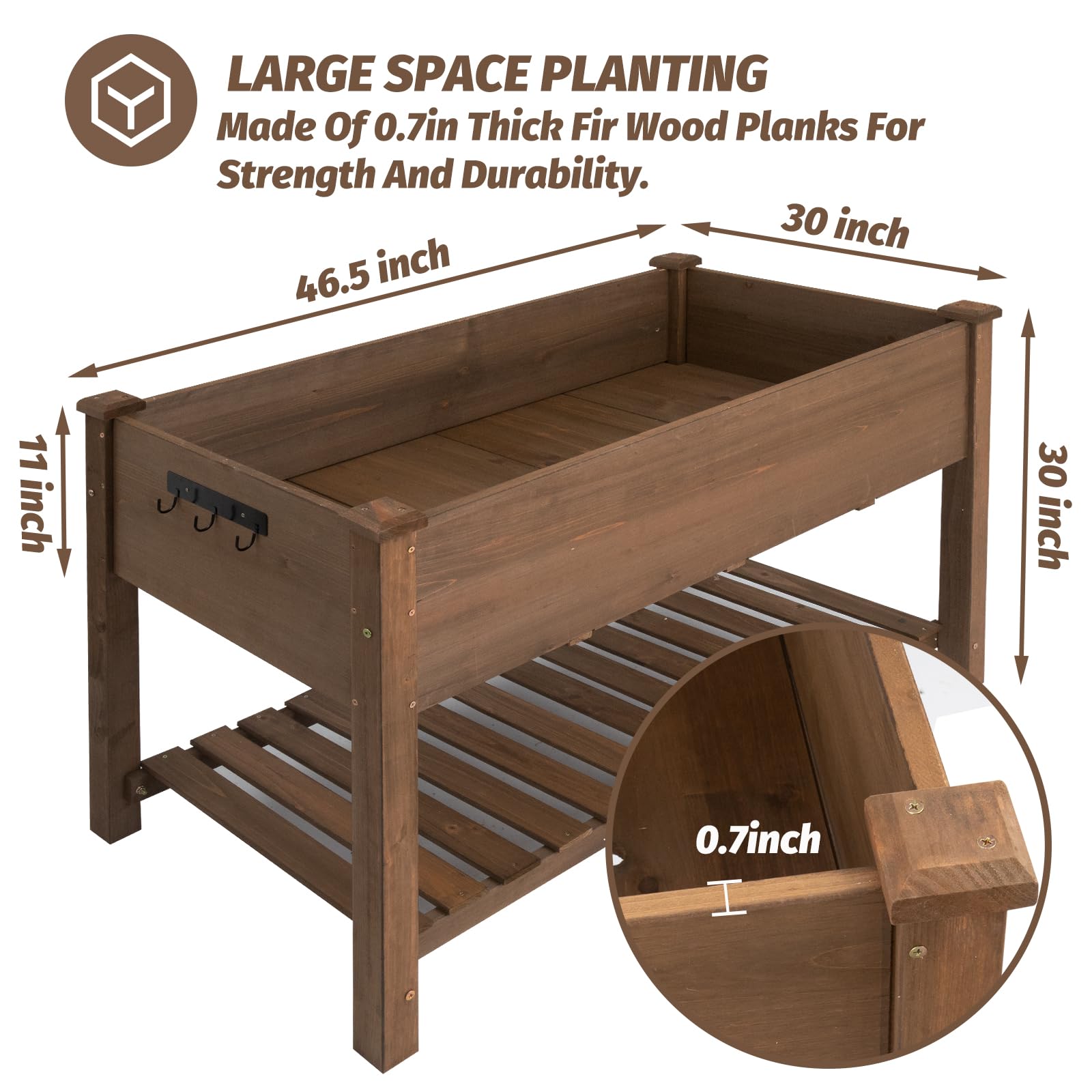 ketive Raised Garden Bed 48x24x31in Mobile Elevated Wood Planter, Storage Shelf, Protective Liner for Growing Fresh Herbs, Vegetables, Flowers, Succulents for Backyard, Patio, Balcony - WoodArtSupply