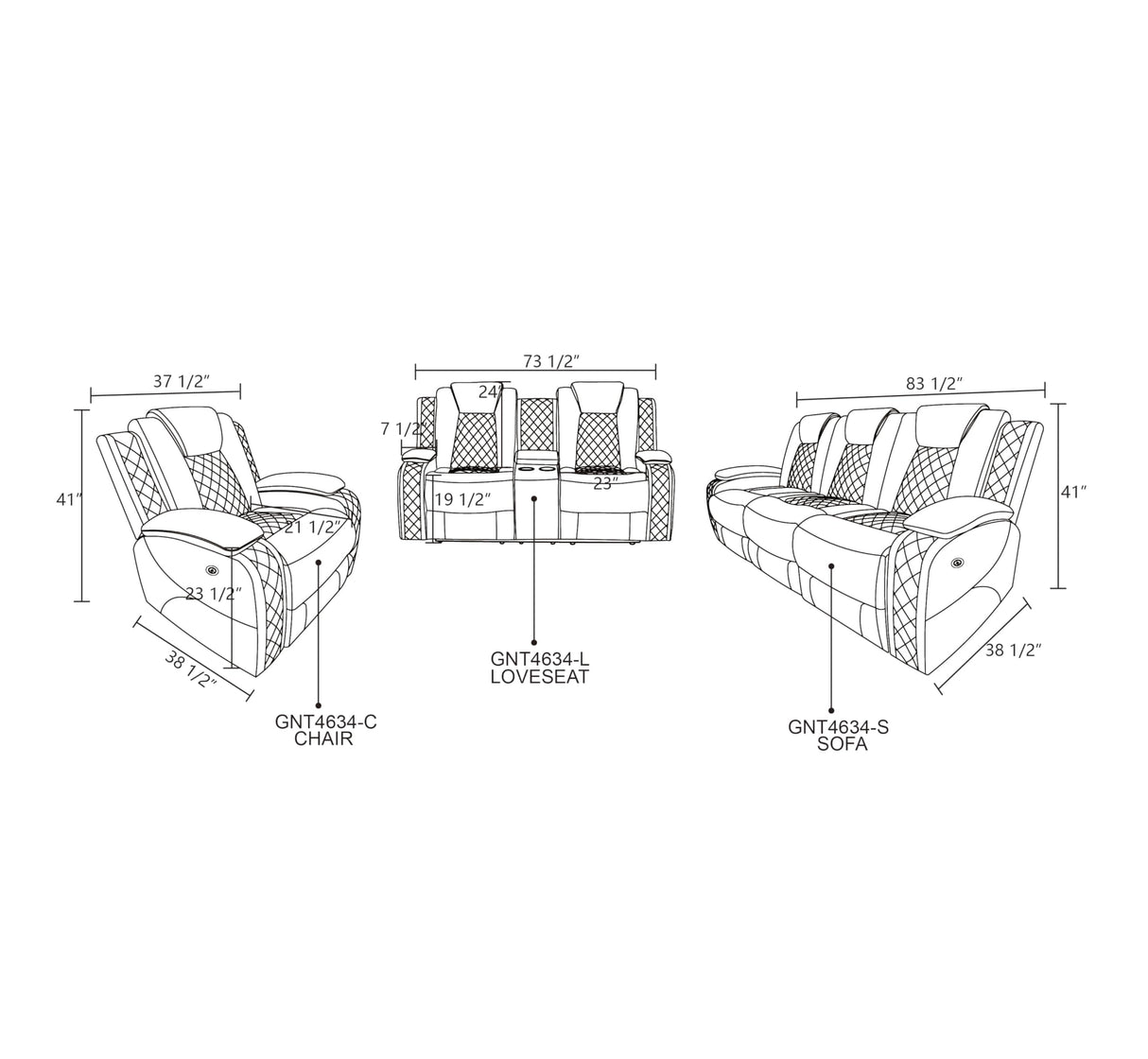 FUOROLA Max Power Recliner Living Room Set with LED for Living Room, Dormitory, Guest House, Playroom, Airbnb,Apartment FUOROLA