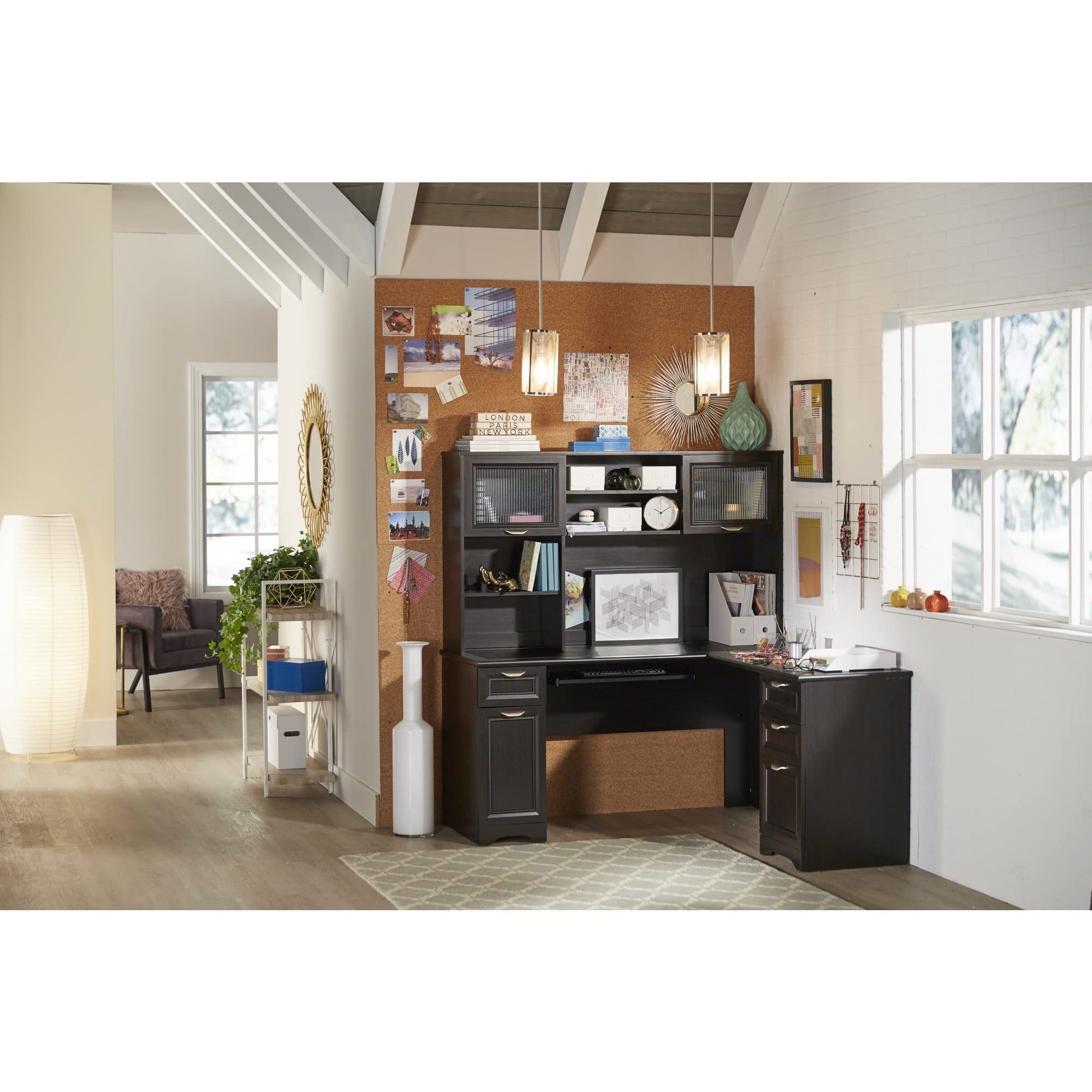 Realspace® Magellan 59"W L-Shape Corner Desk, Espresso - WoodArtSupply